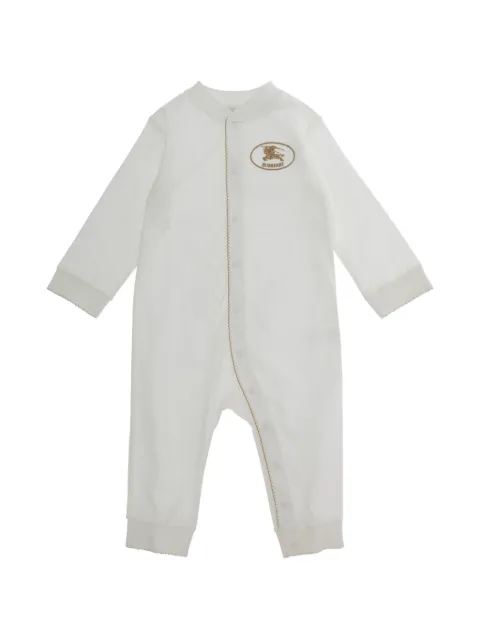 Burberry Kids logo-embroidered scalloped-trim romper