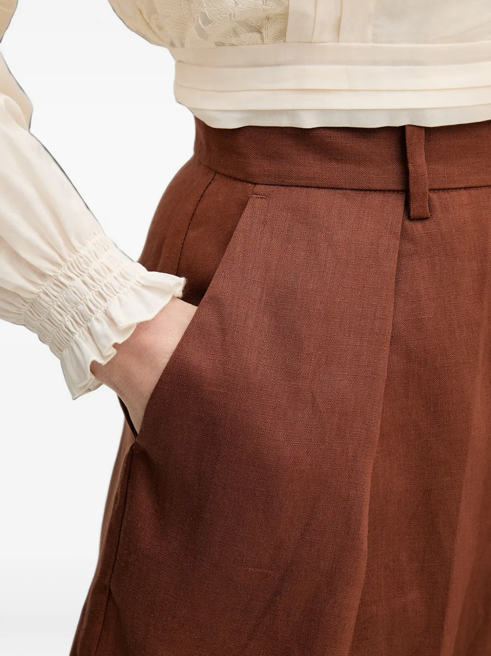 Silvian Heach Posane geplooide high-waist shorts Bruin