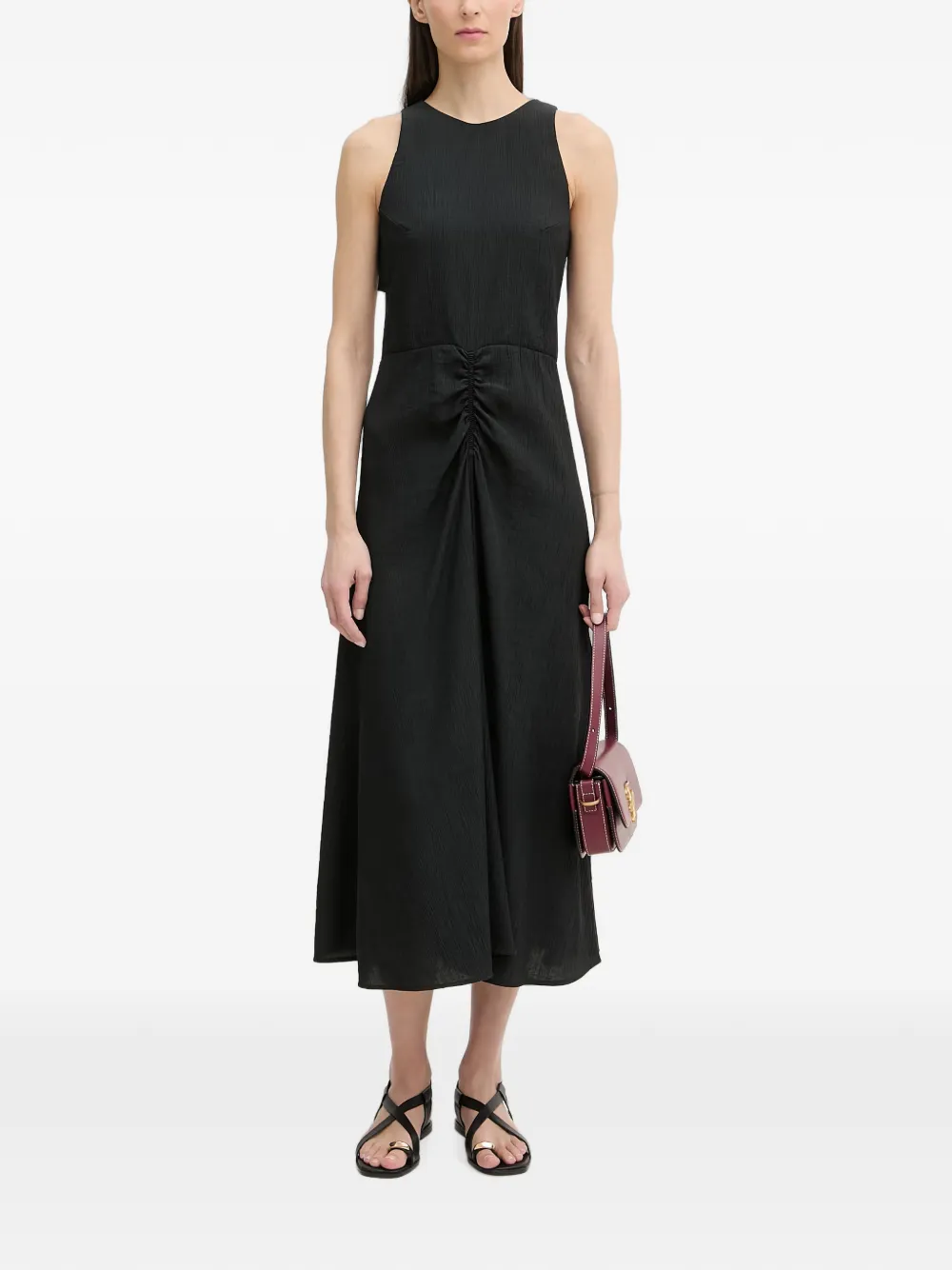 Sessùn Lua ruched open-back midi dress - Nero