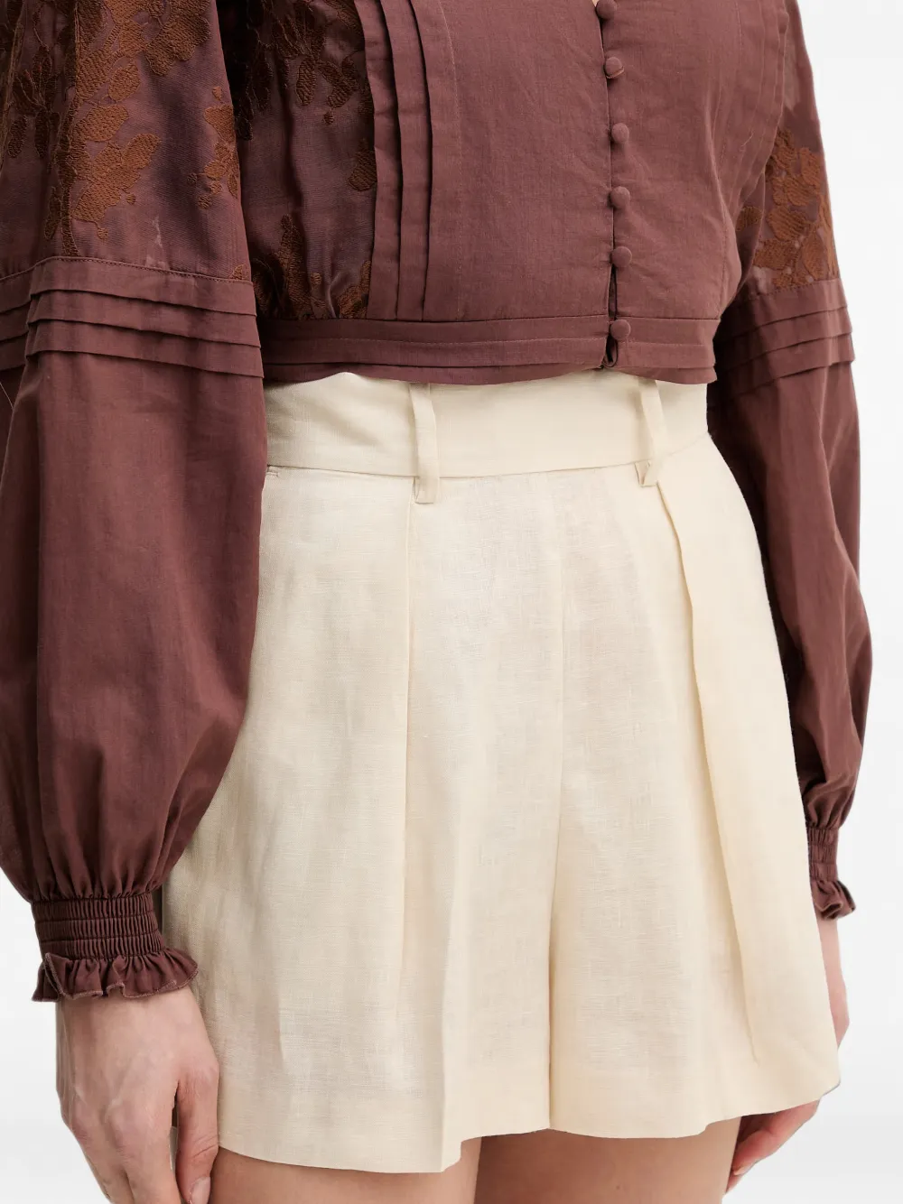 Silvian Heach Posane geplooide high-waist shorts Beige