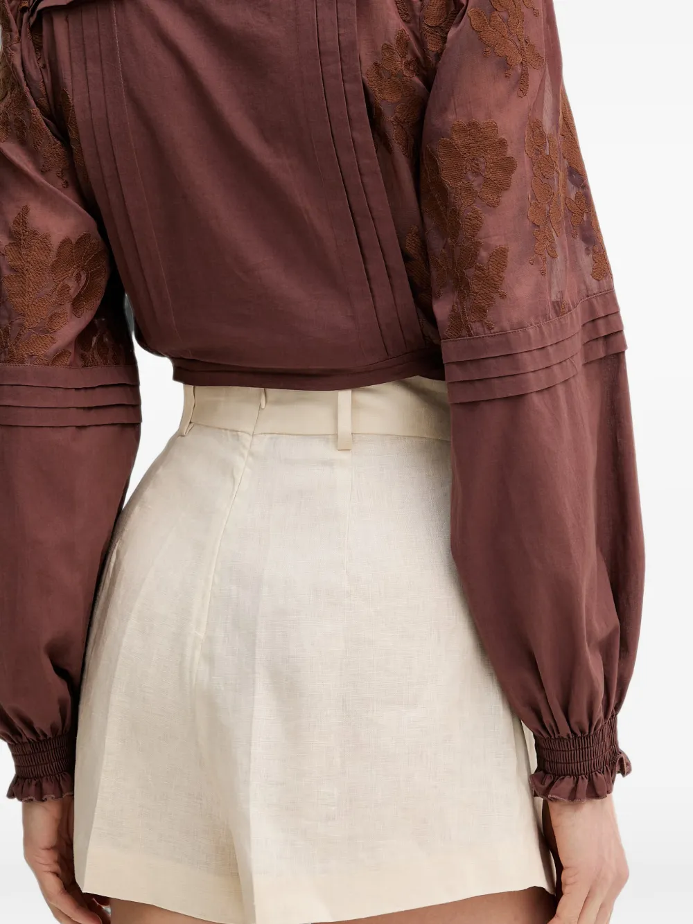 Silvian Heach Posane geplooide high-waist shorts Beige