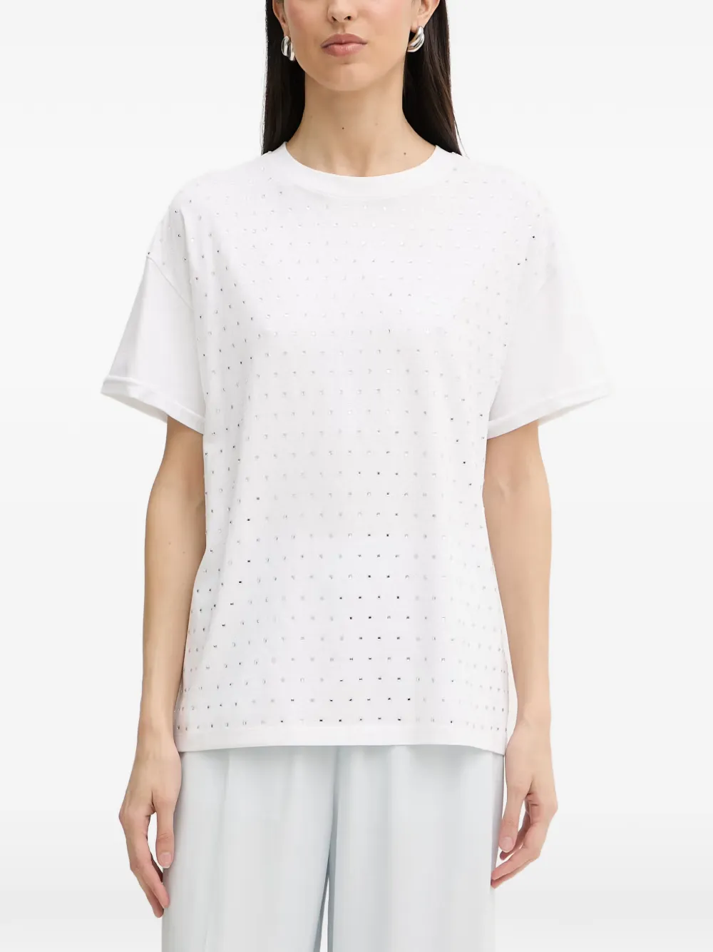 Silvian Heach Sedibana crystal-embellished short-sleeve T-shirt - Weiß