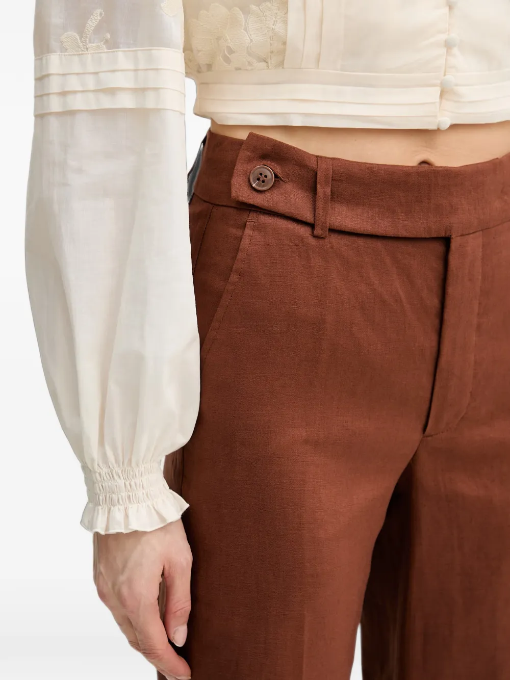 Silvian Heach Plimpi broek met knoopdetail Bruin