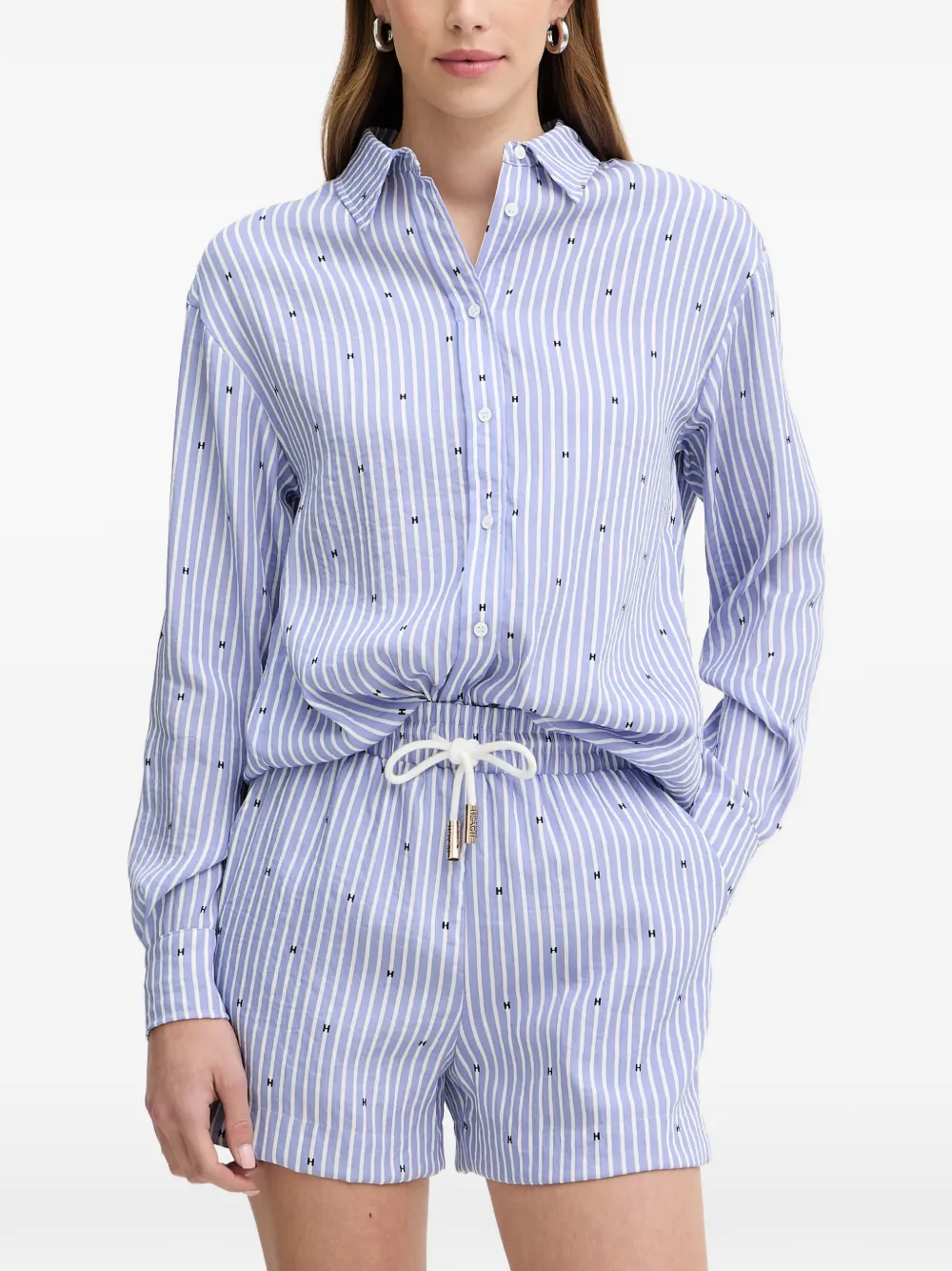 Silvian Heach Masia striped logo-print shirt - Blu