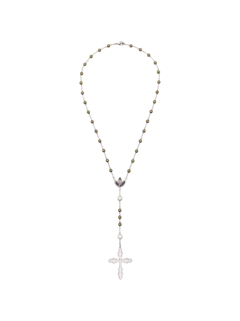DARKAI beaded embellished-cross necklace - Argento