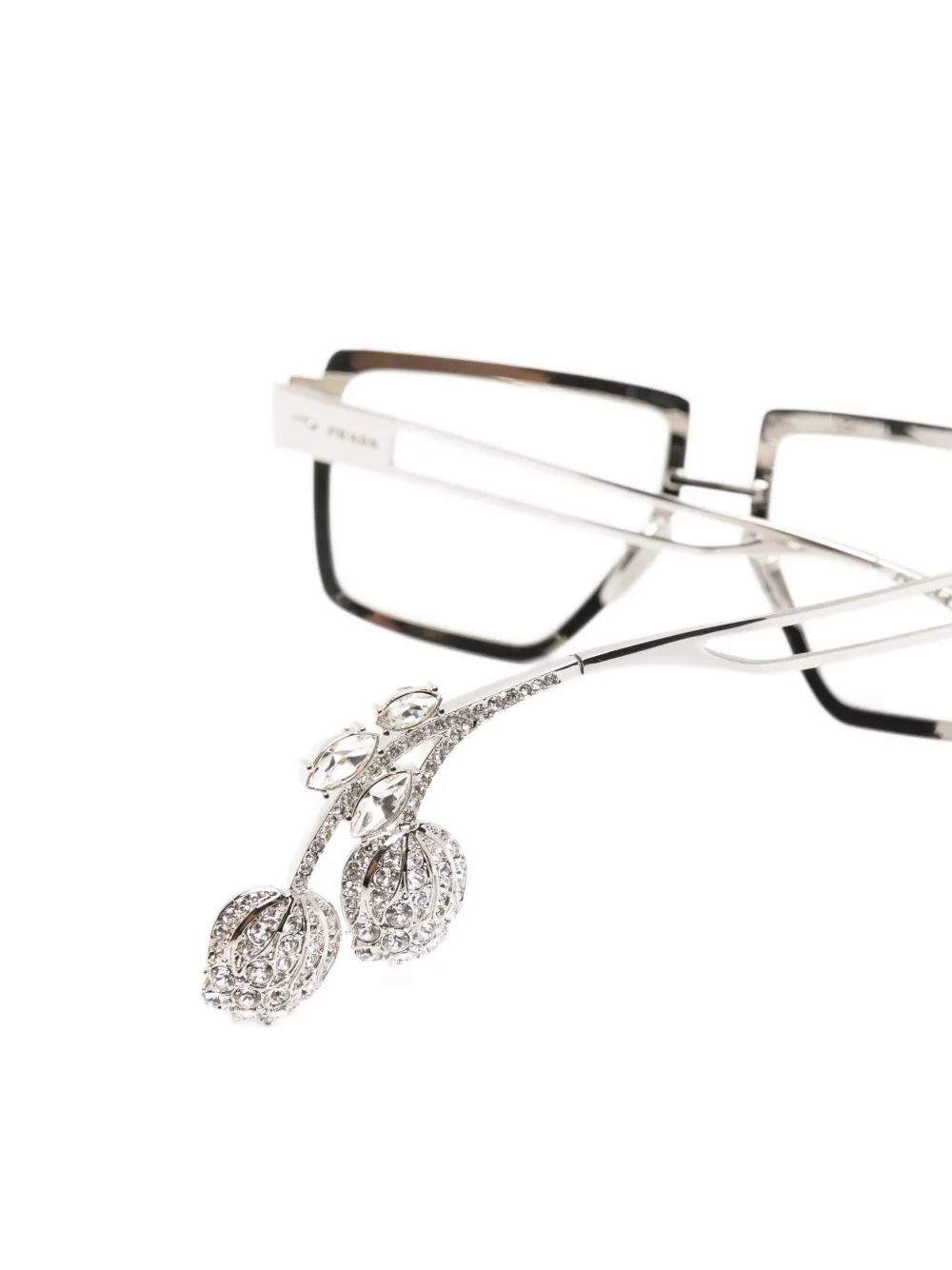 Prada Eyewear Bril met geometrisch montuur verfraaid met kristallen Zilver
