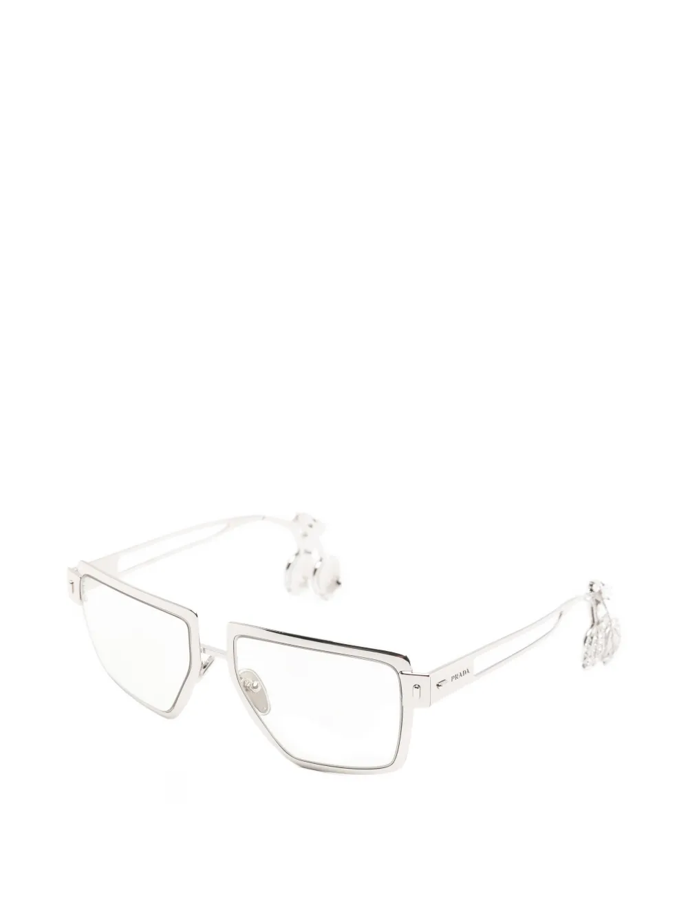 Prada Eyewear Bril met geometrisch montuur verfraaid met kristallen Zilver