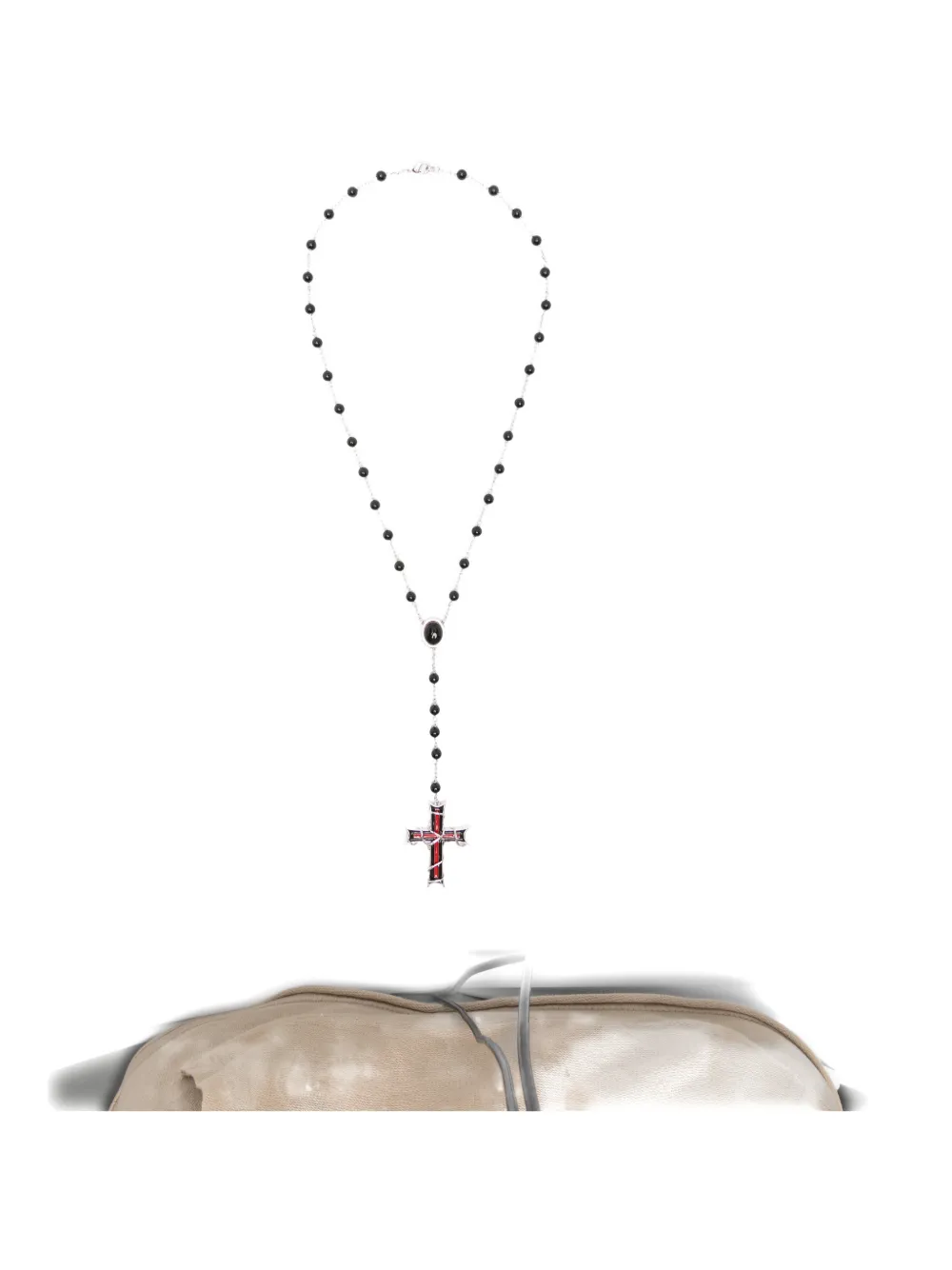 DARKAI Inferno beaded cross-pendant necklace - Argento