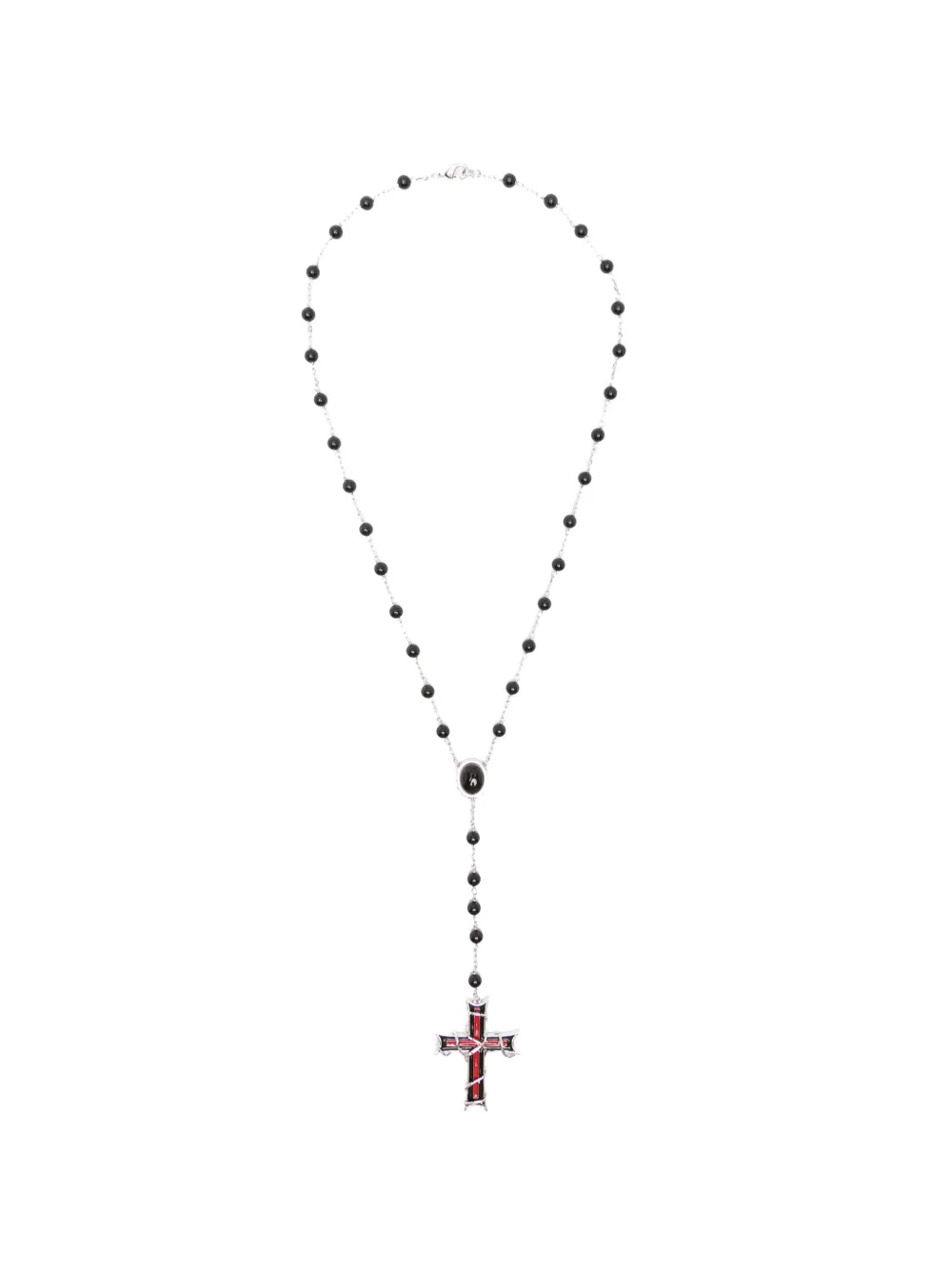 DARKAI Inferno beaded cross-pendant necklace - Argento