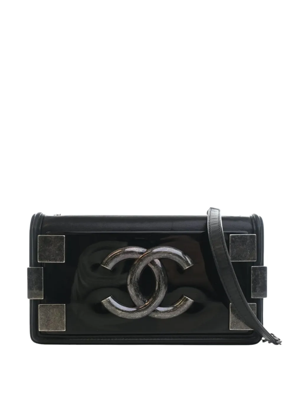 CHANEL Pre-Owned 2013-2014 Lambskin and Acrylic Boy Brick Horizontal Flap crossbody bag - Nero