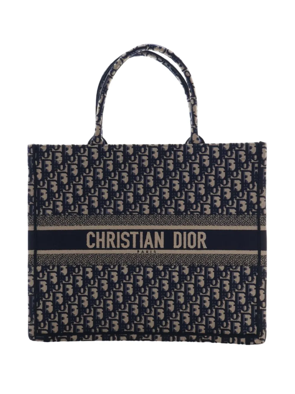 Christian Dior Pre-Owned 2021 Large Oblique Embroidered Canvas Book tote bag - Blu