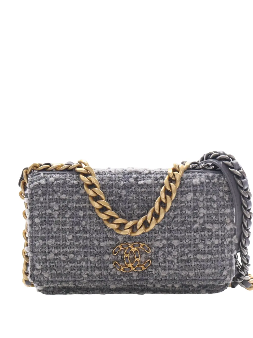 CHANEL Pre-Owned 2020 Tweed 19 Wallet On Chain satchel - Grigio