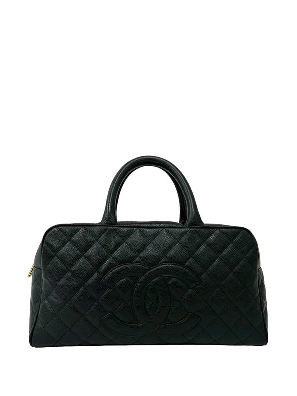 CHANEL Pre-Owned 2005-2006 Large CC Quilted Caviar Bowler Bag handbag - Nero