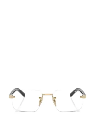 Prada Eyewear Rimless rectangle-frame Sunglasses | Black | FARFETCH