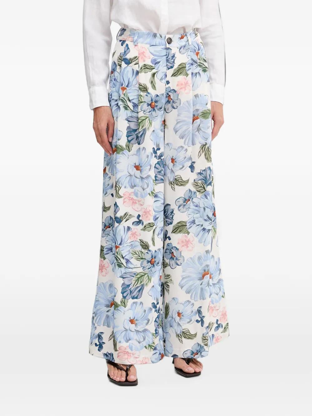 OUI floral-print pleated palazzo pants