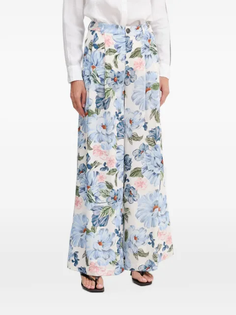 OUI floral-print pleated palazzo pants