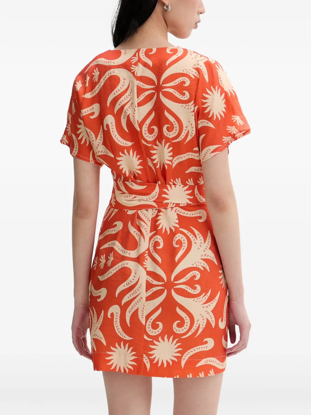 NEVER FULLY DRESSED abstract-print wrap mini dress Oranje