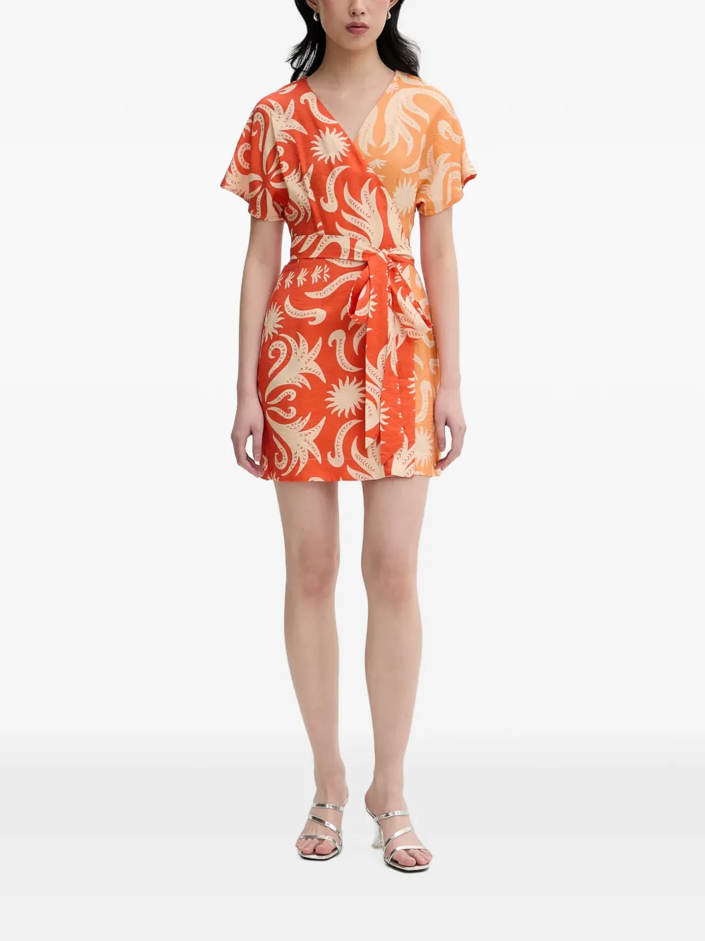 NEVER FULLY DRESSED abstract-print wrap mini dress Oranje