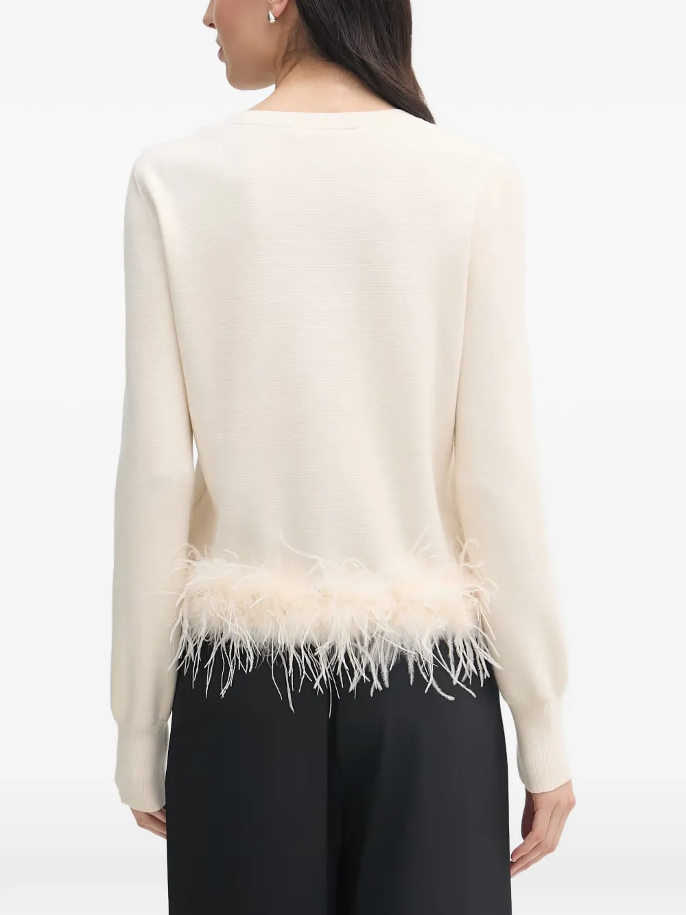 OUI Vest verfraaid met kristallen en afwerking van imitatieveren Beige