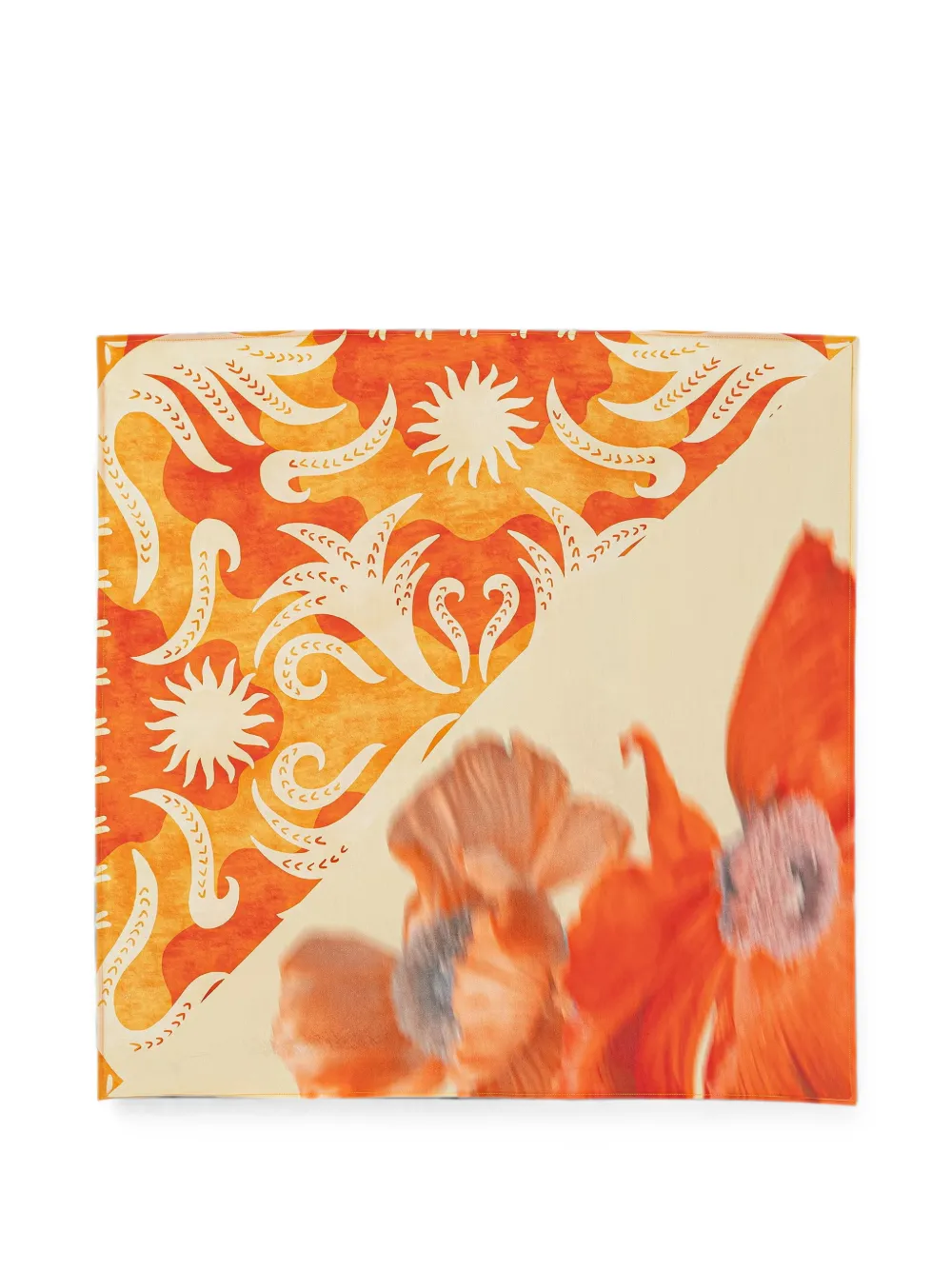 NEVER FULLY DRESSED floral-print square scarf - Arancione