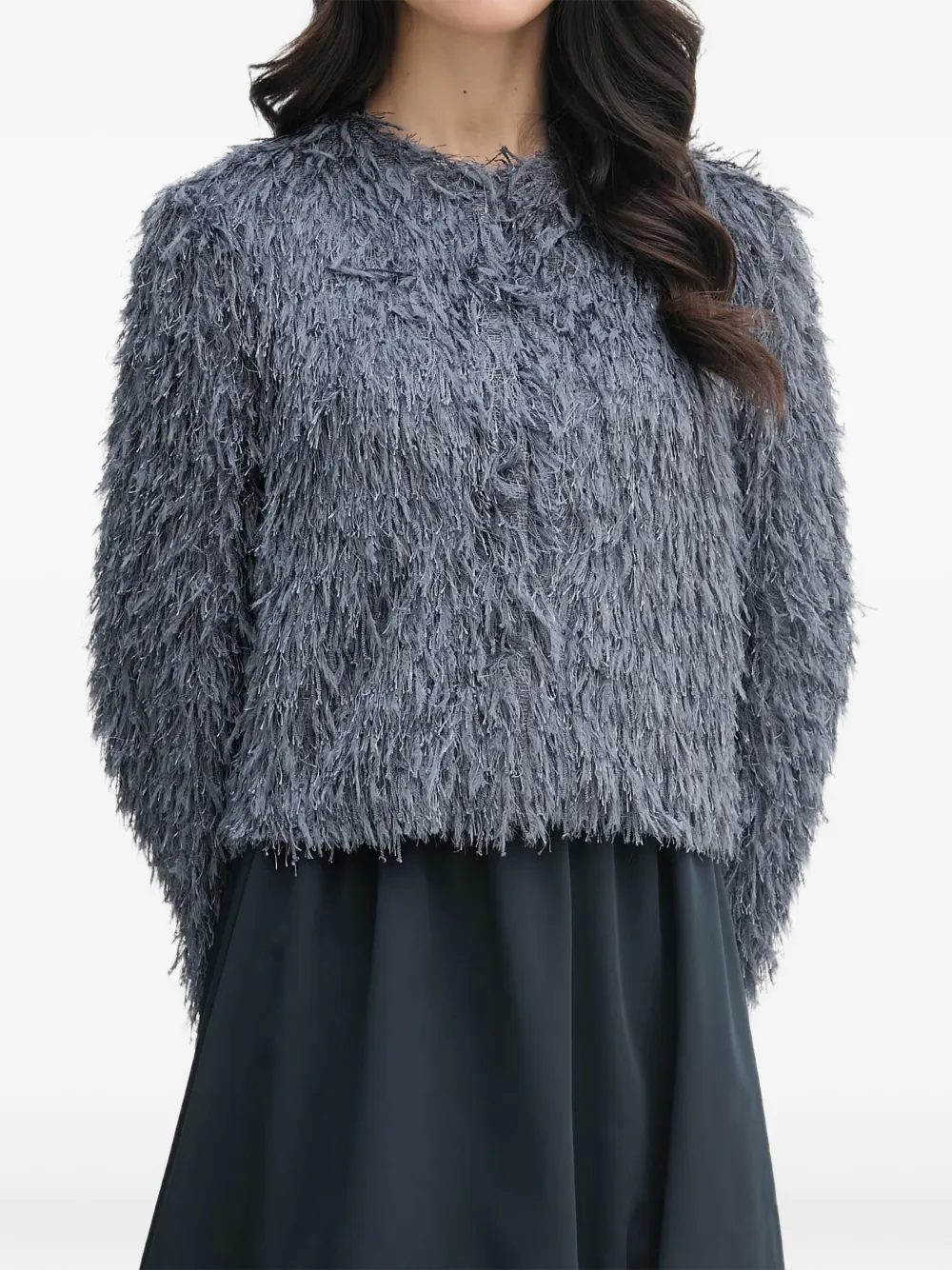 OUI feather-effect knitted jacket