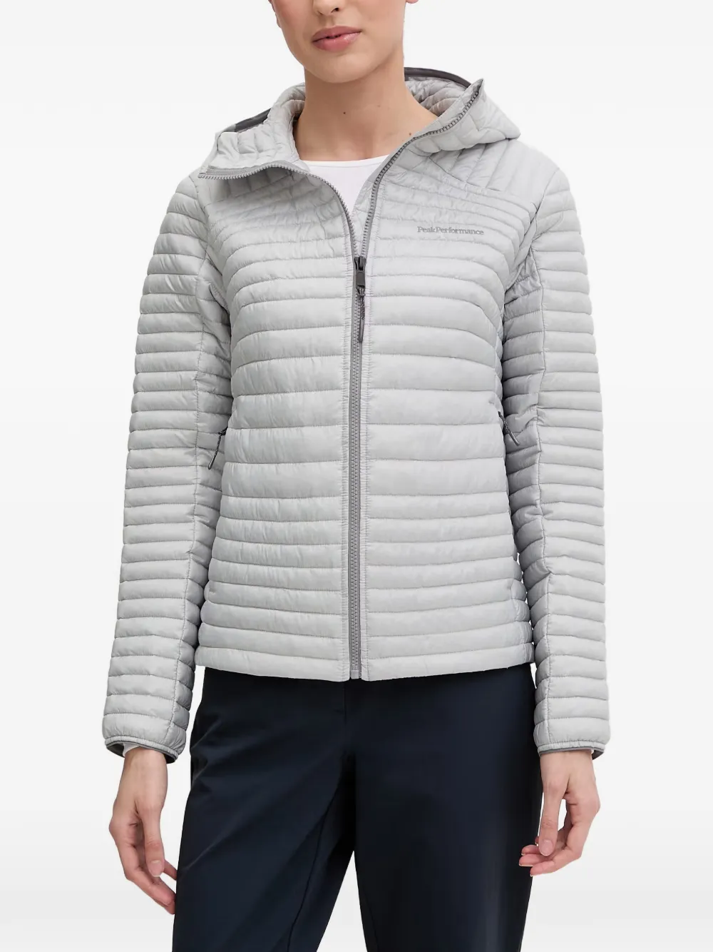 Peak Performance Monolight Quilted Hooded Jacket In Gray