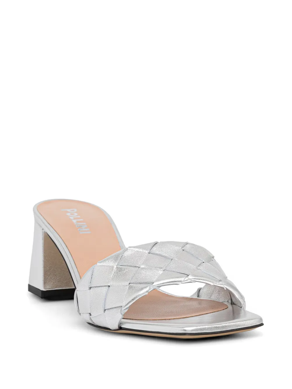 Pollini woven-strap block-heel sandals Zilver
