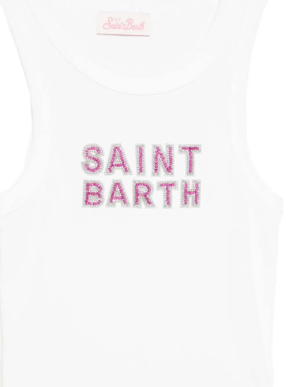 MC2 Saint Barth Geribbelde tanktop verfraaid met kralen Wit