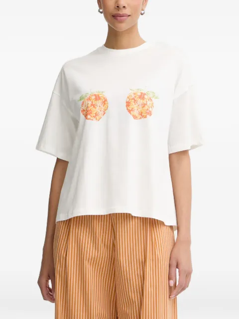 NEVER FULLY DRESSED peach-print cotton T-shirt