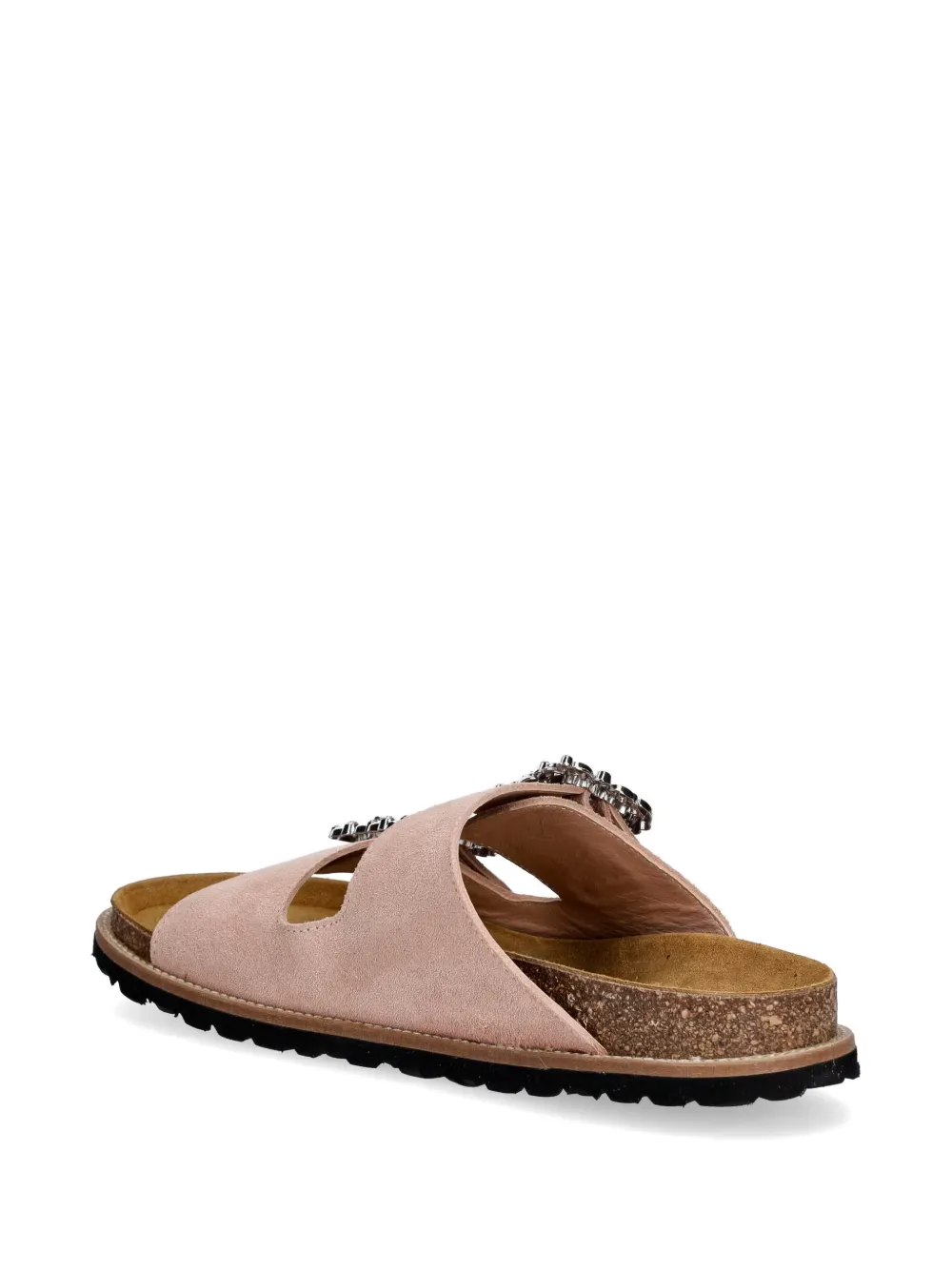Pollini crystal-embellished leather sandals Roze