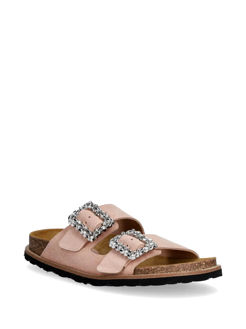 Pollini crystal-embellished leather sandals Roze