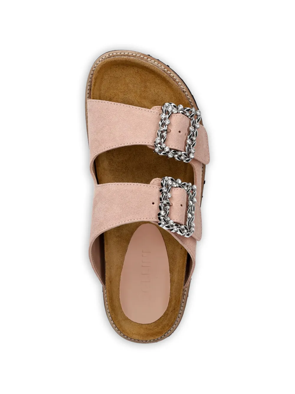 Pollini crystal-embellished leather sandals Roze