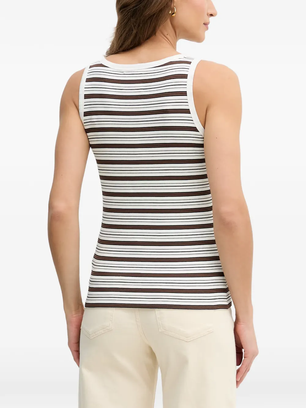 OUI Gestreepte tanktop met kralen Wit