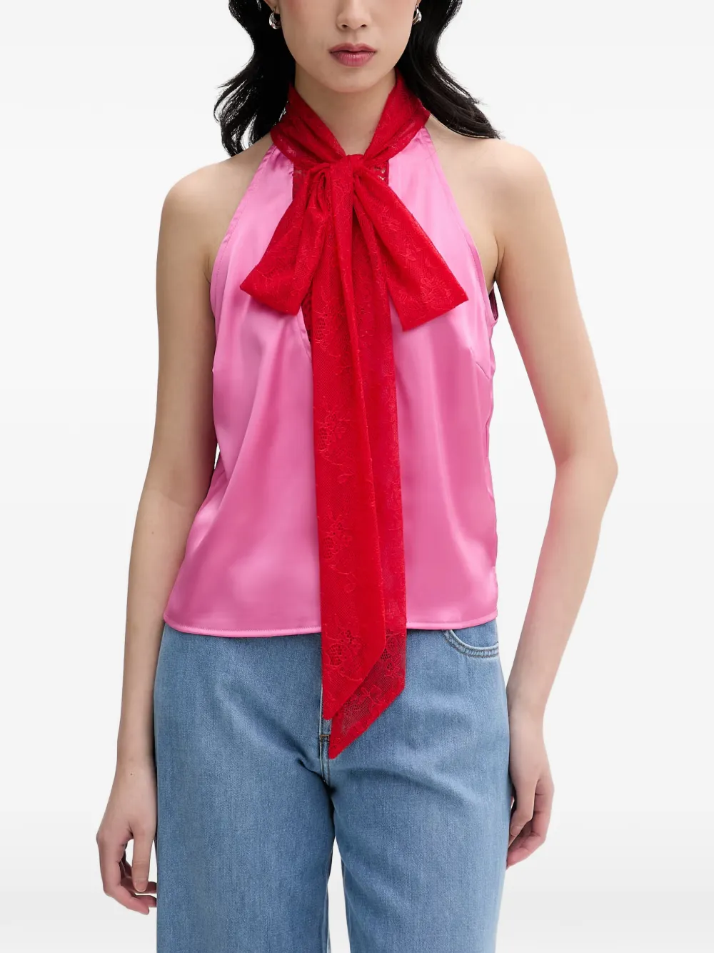 Never Fully Dressed Lace-trim Blouse In Pink