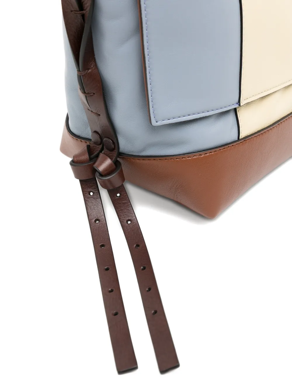 Marni Leren schoudertas met colourblocking Beige