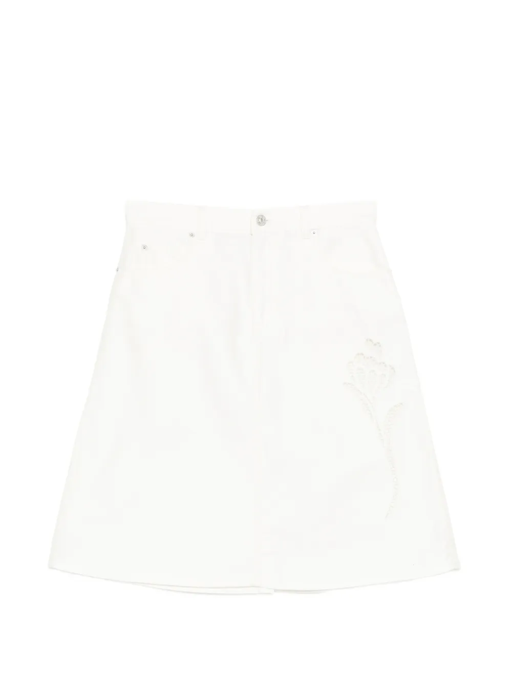 Marni flower-embroidered A-line skirt - Bianco