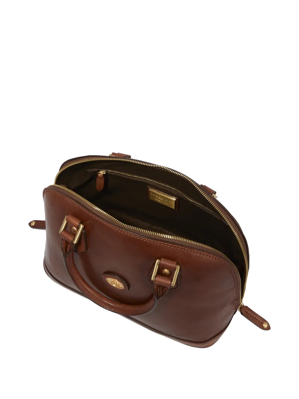 The Bridge Leren shopper met rits Bruin