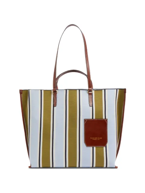 The Bridge tote con rayas y ribete de piel