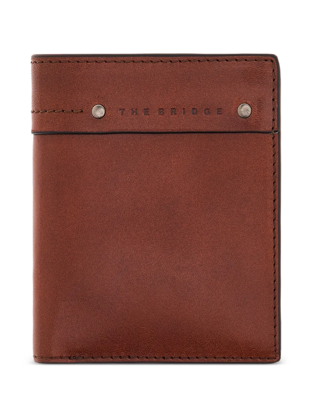 The Bridge Ludovico logo-debossed leather card holder - Marrone