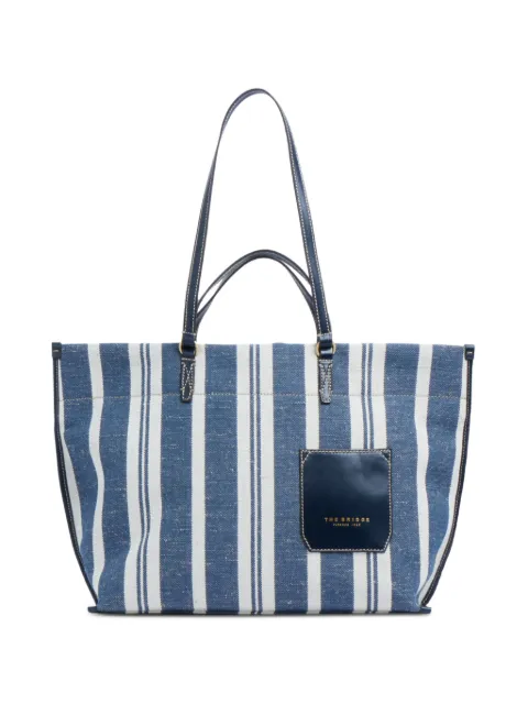 The Bridge striped leather-trim beach bag