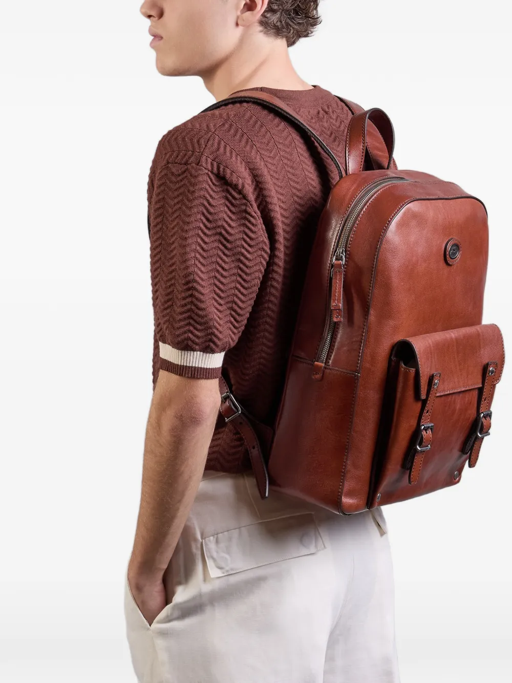 The Bridge Rugzak met gespdetail Bruin