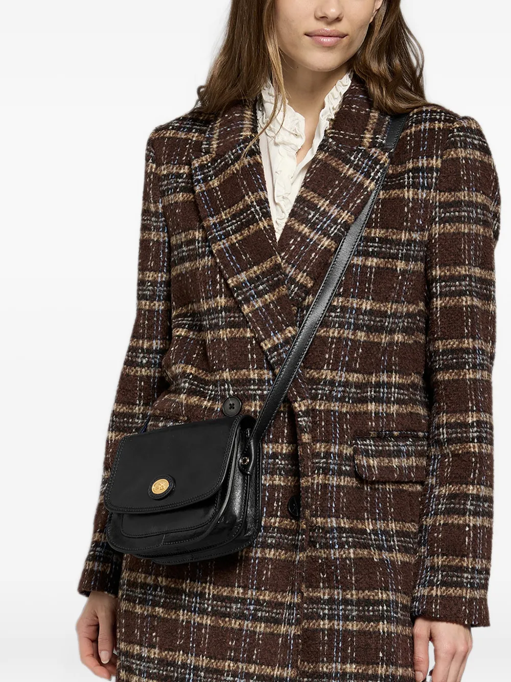 The Bridge Leren crossbodytas met logoplakkaat Zwart