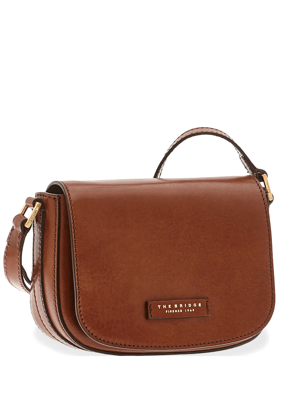 The Bridge Borsa a spalla in pelle con placca logo - Marrone