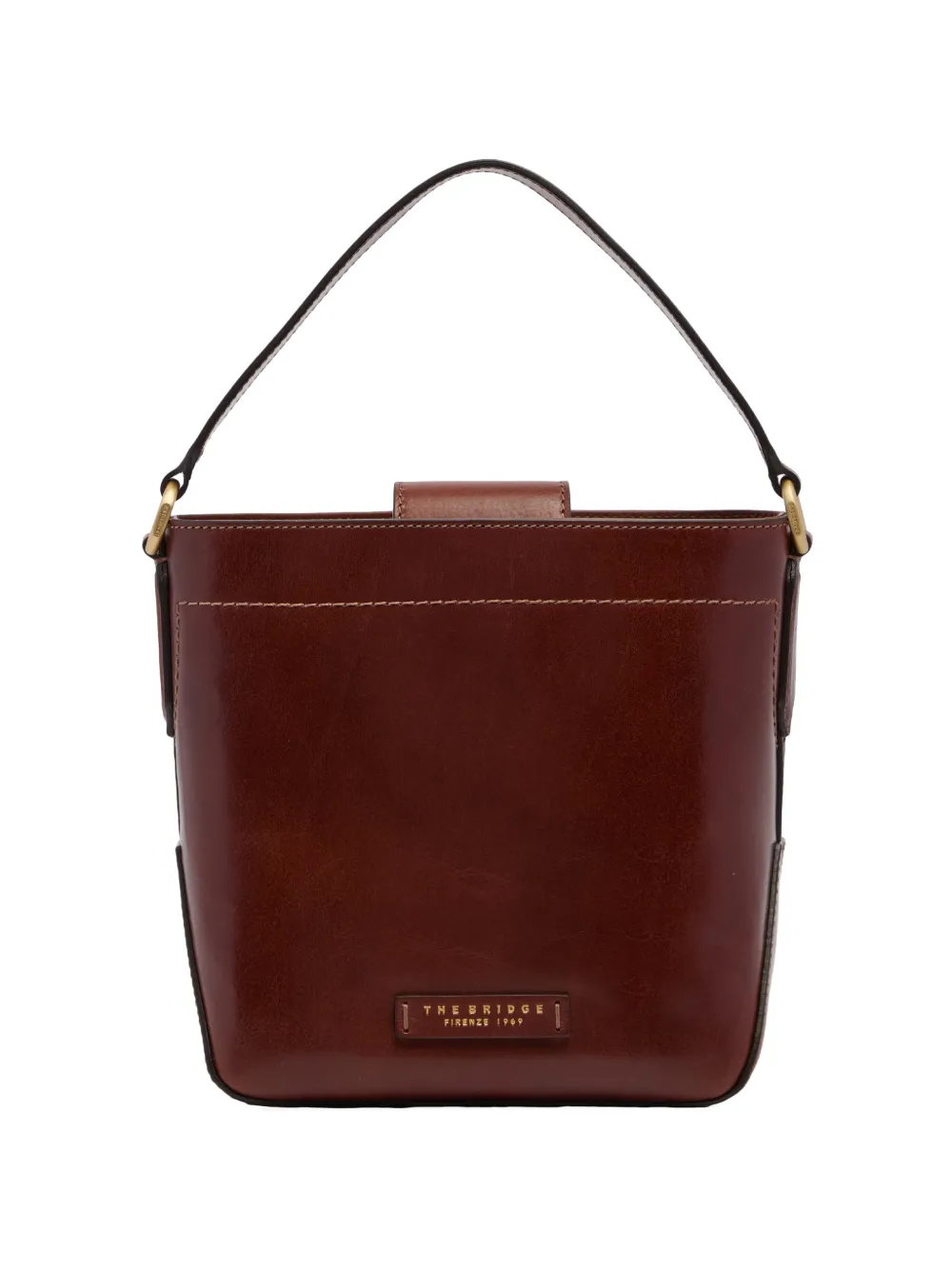 The Bridge top-handle leather bucket bag - Marrone