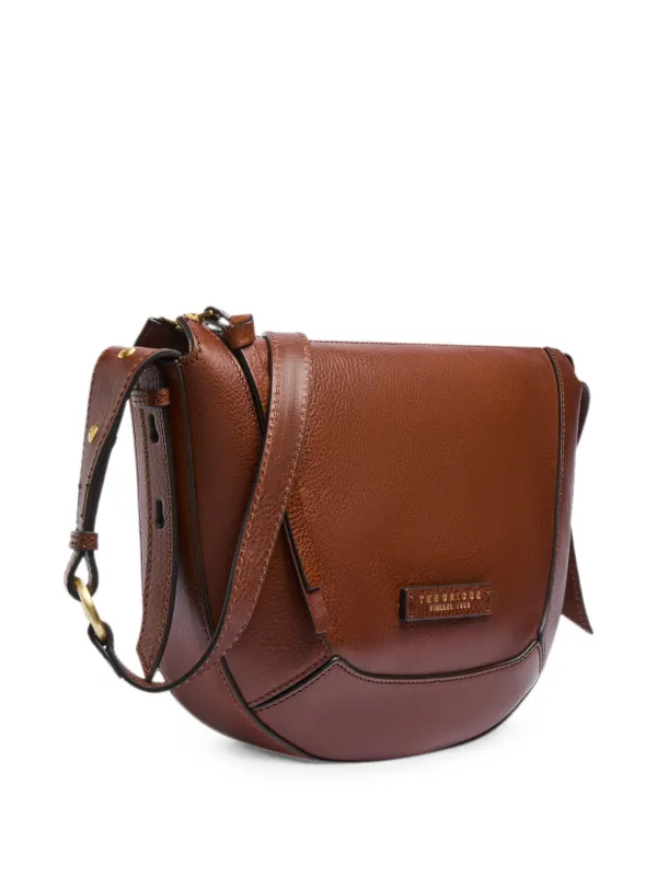 The Bridge Fedora Pebbled Leather Shoulder Bag | Brown | FARFETCH