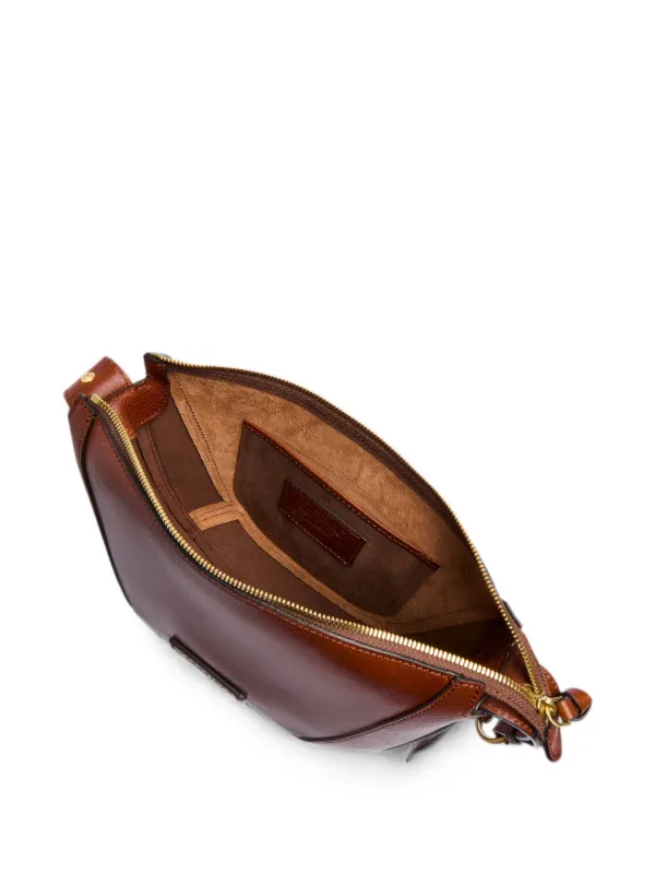 The Bridge Fedora Pebbled Leather Shoulder Bag | Brown | FARFETCH