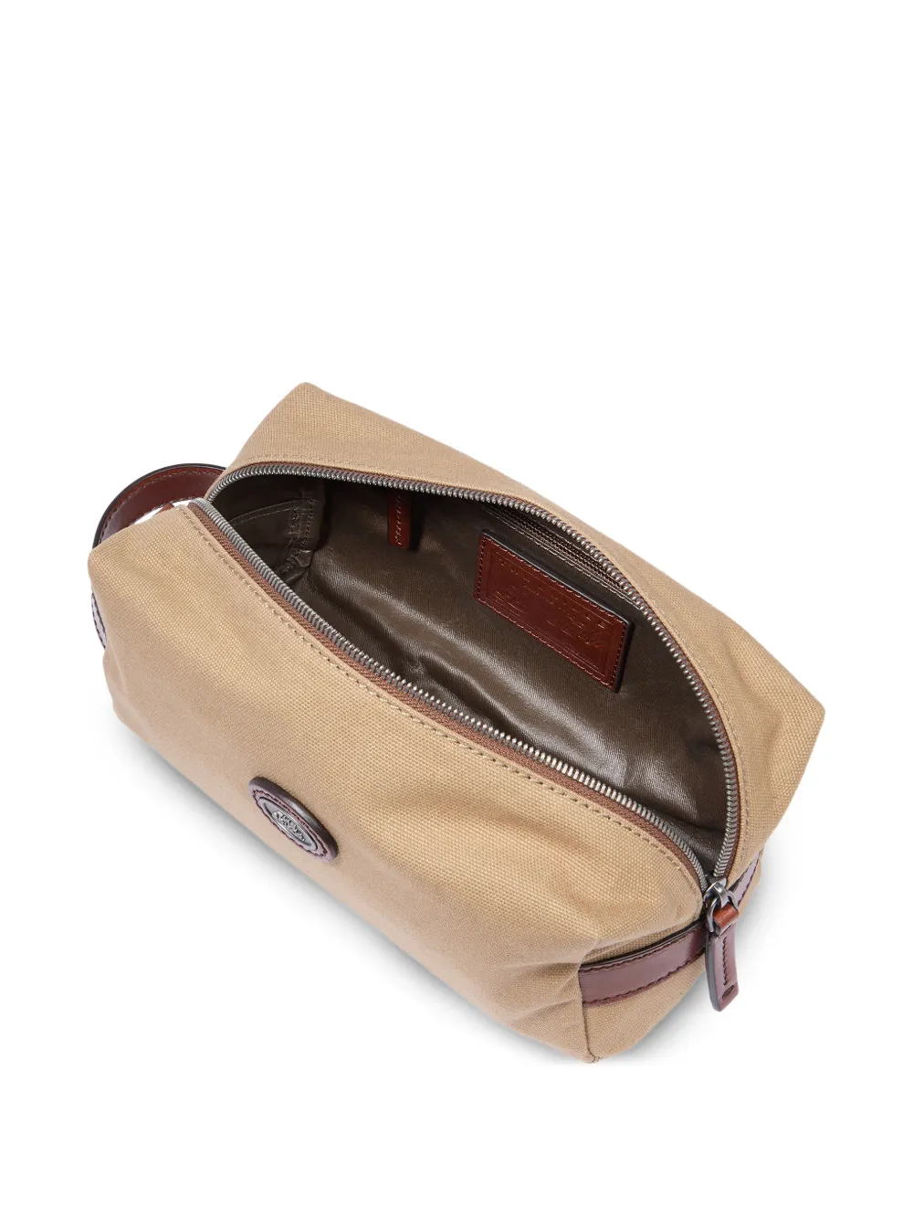 The Bridge Toilettas met leren afwerking Beige