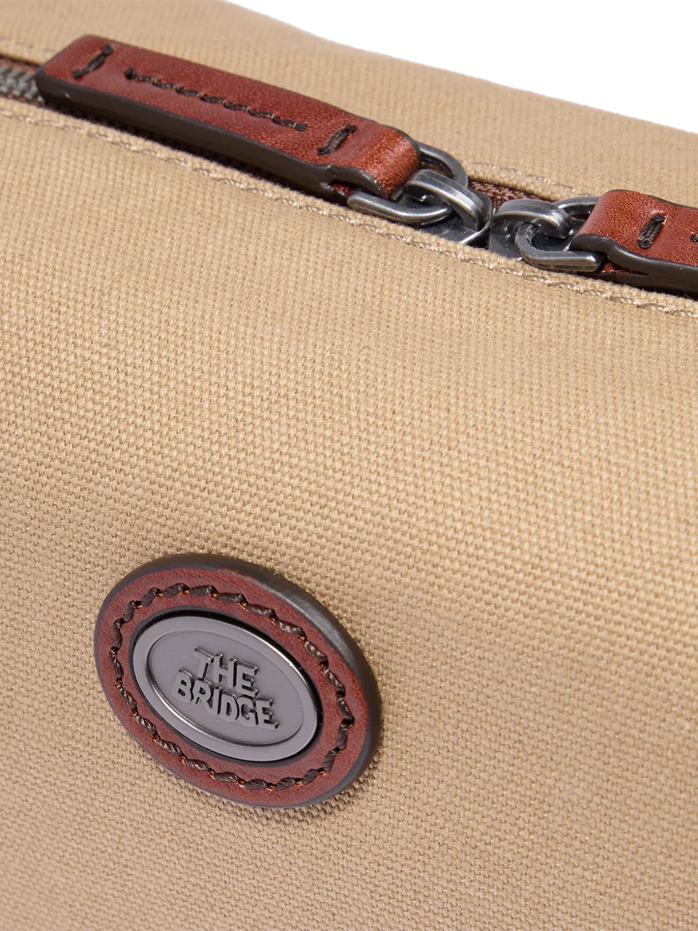 The Bridge Toilettas met leren afwerking Beige