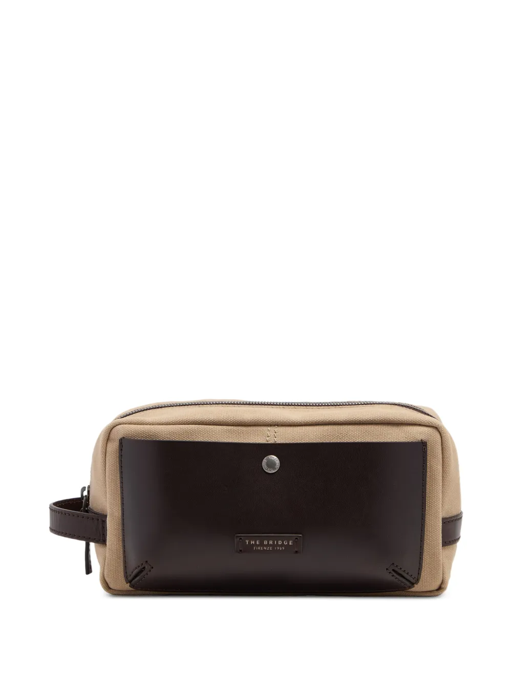 The Bridge leather-panelled canvas wash bag - Nude
