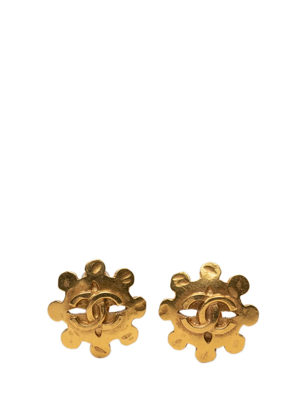 CHANEL Pre-Owned 1994 CC Gold Plated Flower Clip On Earrings costume earrings - Oro
